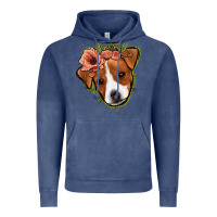 Vintage Denim jack russel floral Vintage Hoodie - Jasminsmagicworld