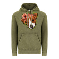 Vintage Olive jack russel floral Vintage Hoodie - Jasminsmagicworld