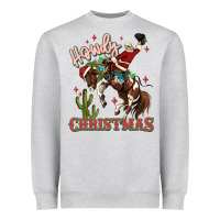 Heather Grey howdy christmas cowboy santa Heavyweight Sweatshirt - MaliasSmallBusiness