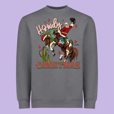Howdy Christmas Cowboy Santa Heavyweight Sweatshirt Designed By Maliassmallbusiness