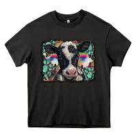 Asphalt western background turquoises gemstones black and white baby cow Heavy Core Tee - BarkalooDesign