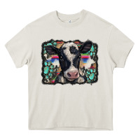 Western Background Turquoises Gemstones Black And White Baby Cow Heavy Core Tee | Teevron
