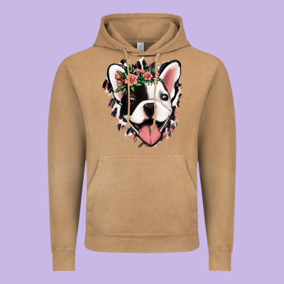French Bulldog Floral Vintage Hoodie Designed By Jasminsmagicworld