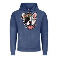 Vintage Denim french bulldog floral Vintage Hoodie - Jasminsmagicworld