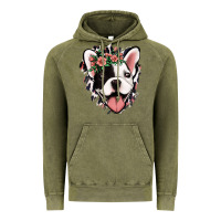 Vintage Olive french bulldog floral Vintage Hoodie - Jasminsmagicworld