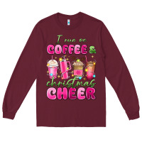 Burgundy i run on coffee and christmas cheer Long Sleeve Tee - MaliasSmallBusiness