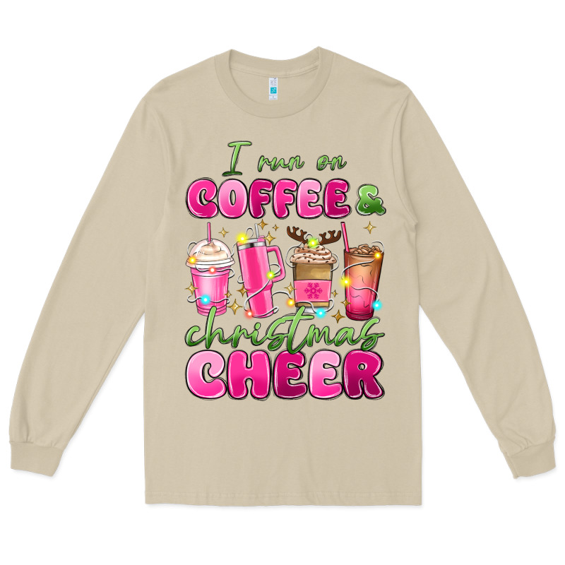 I Run On Coffee And Christmas Cheer Long Sleeve Tee by MaliasSmallBusiness | Teevron
