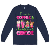 Navy i run on coffee and christmas cheer Long Sleeve Tee - MaliasSmallBusiness