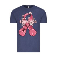 Vintage Denim survivor breast cancer with boxing gloves Vintage Tee - MaliasSmallBusiness
