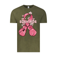 Vintage Olive survivor breast cancer with boxing gloves Vintage Tee - MaliasSmallBusiness