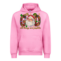 Fuchsia Pink with god all things are possible with santa claus bbs Urban Hoodie - BundleAndBundleShop