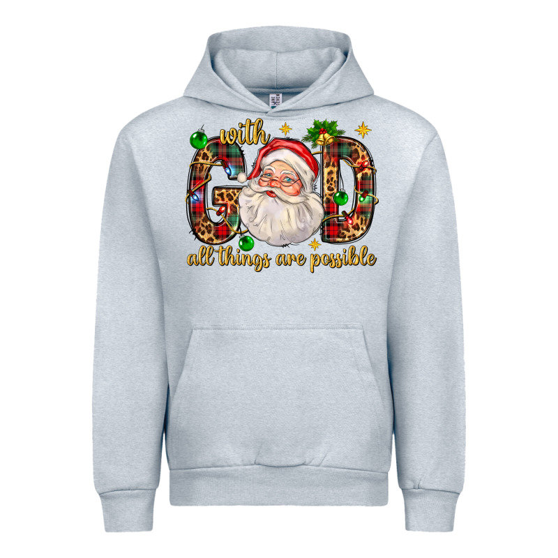 With God All Things Are Possible With Santa Claus Bbs Urban Hoodie by BundleAndBundleShop | Teevron