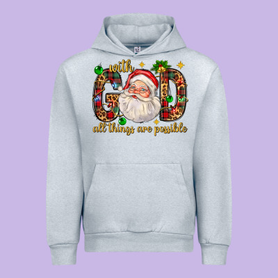 With God All Things Are Possible With Santa Claus Bbs Urban Hoodie Designed By Bundleandbundleshop
