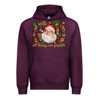 Mauve Wine with god all things are possible with santa claus bbs Urban Hoodie - BundleAndBundleShop