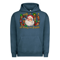 Pigment Midnight Navy with god all things are possible with santa claus bbs Urban Hoodie - BundleAndBundleShop