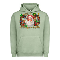 Pigment Oil Green with god all things are possible with santa claus bbs Urban Hoodie - BundleAndBundleShop