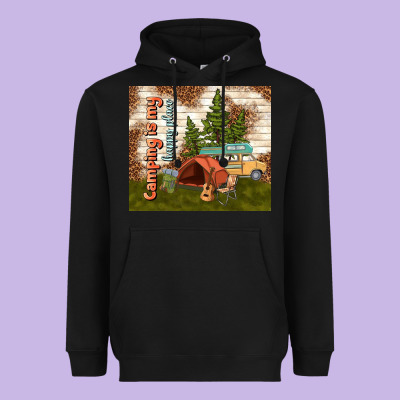 Camping Is My Happy Place Heavyweight Hoodie Designed By Tumblerdesignbyshophia