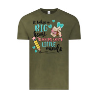 Vintage Olive it takes a big hearts to helps shape little minds Vintage Tee - MaliasSmallBusiness