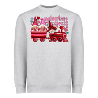 Heather Grey valentines express with gnomies Heavyweight Sweatshirt - NancyCooperArtShop