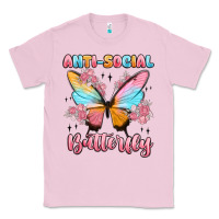 Bubblegum Pink anti social butterfly Classic Tee - MaliasSmallBusiness