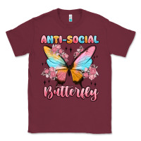 Burgundy anti social butterfly Classic Tee - MaliasSmallBusiness
