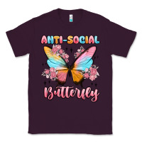 Plum anti social butterfly Classic Tee - MaliasSmallBusiness
