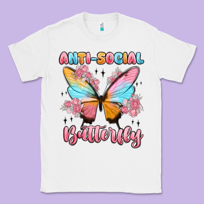 Anti Social Butterfly Classic Tee Designed By Maliassmallbusiness