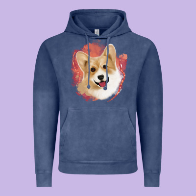 Corgi Peach Watercolor Background Vintage Hoodie Designed By Jasminsmagicworld