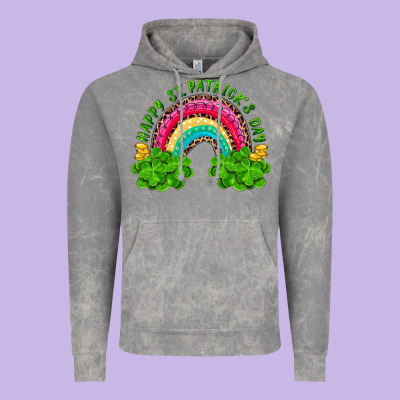 Happy St. Patrick's Day Rainbow And Shamrock Vintage Hoodie Designed By Ranaportraitstore