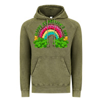 Vintage Olive Happy St. Patrick's Day Rainbow And Shamrock Vintage Hoodie - RanaPortraitStore