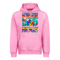 Fuchsia Pink Pride LGBTQ Free Dad Hugs Urban Hoodie - BundleAndBundleShop
