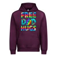 Mauve Wine Pride LGBTQ Free Dad Hugs Urban Hoodie - BundleAndBundleShop