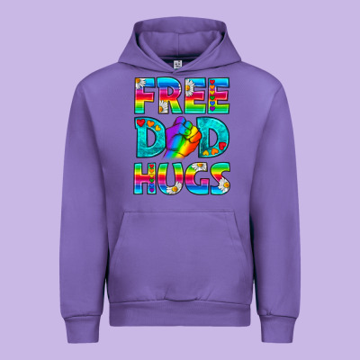 Pride Lgbtq Free Dad Hugs Urban Hoodie Designed By Bundleandbundleshop