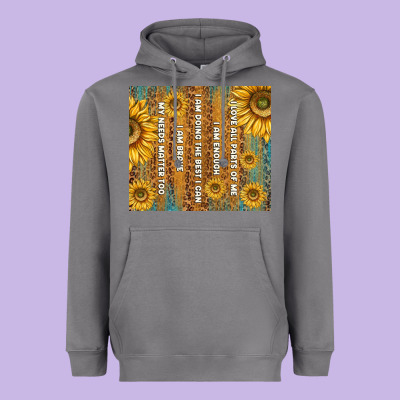 Self Reminders With Sunflowers Heavyweight Hoodie Designed By Tumblerdesignbyshophia