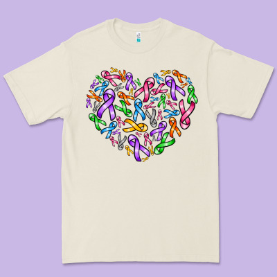 Cancer Ribbon Heart Premium Tee Designed By Adodesignshop