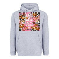 Heather Grey life is what you bake it with cowhide Heavyweight Hoodie - TumblerDesignByShophia