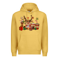 Antique Gold reindeer coffe cups christmas Premium Hoodie - CowGirlArtShop