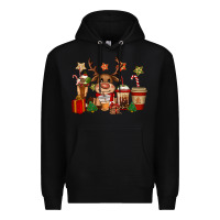 Black reindeer coffe cups christmas Premium Hoodie - CowGirlArtShop