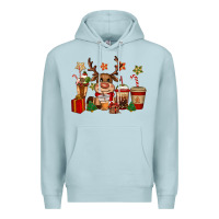 Blue Mist reindeer coffe cups christmas Premium Hoodie - CowGirlArtShop