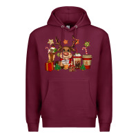 Burgundy reindeer coffe cups christmas Premium Hoodie - CowGirlArtShop