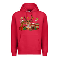 Cardinal reindeer coffe cups christmas Premium Hoodie - CowGirlArtShop