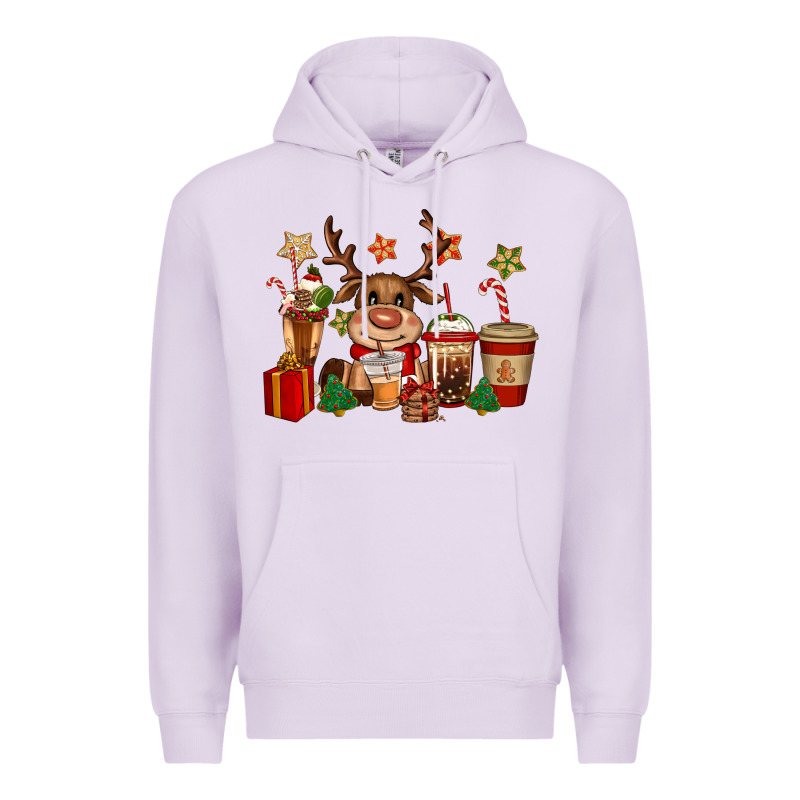 Reindeer Coffe Cups Christmas Premium Hoodie by CowGirlArtShop | Teevron