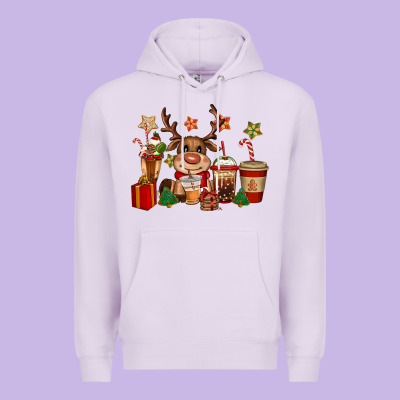 Reindeer Coffe Cups Christmas Premium Hoodie Designed By Cowgirlartshop