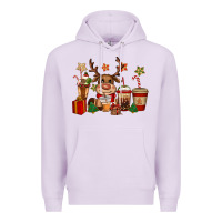 Lilac reindeer coffe cups christmas Premium Hoodie - CowGirlArtShop