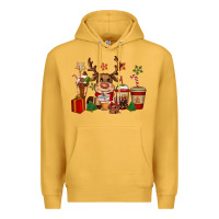 Mustard reindeer coffe cups christmas Premium Hoodie - CowGirlArtShop