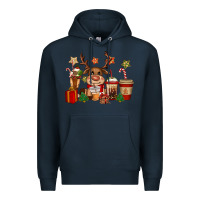 Navy reindeer coffe cups christmas Premium Hoodie - CowGirlArtShop