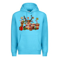 Ocean Blue reindeer coffe cups christmas Premium Hoodie - CowGirlArtShop