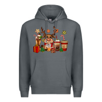 Rock reindeer coffe cups christmas Premium Hoodie - CowGirlArtShop