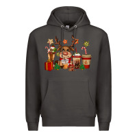 Smoke reindeer coffe cups christmas Premium Hoodie - CowGirlArtShop