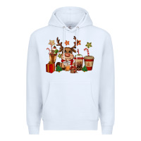 White reindeer coffe cups christmas Premium Hoodie - CowGirlArtShop